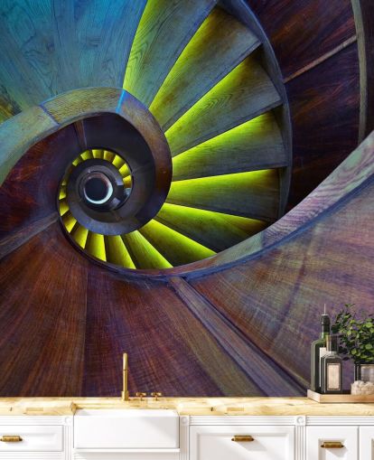 Swirling Stairs Abstract Wallpaper