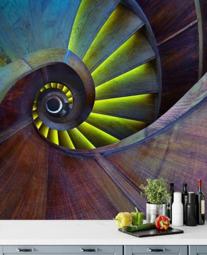 Swirling Stairs Abstract Wallpaper