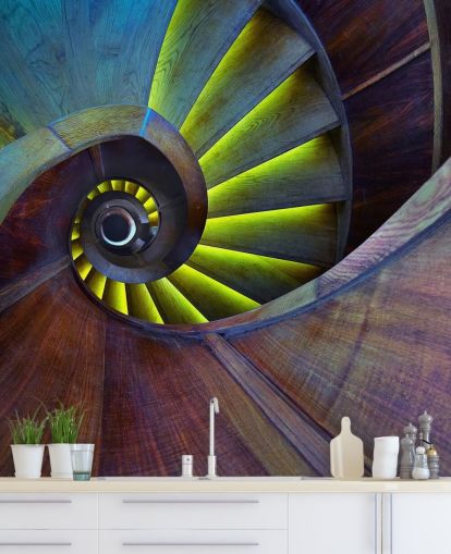 Papier peint abstrait Swirling Stairs Papier peint abstrait Swirling Stairs