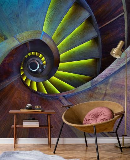 Swirling Stairs Abstract Wallpaper