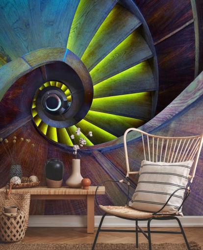 Papel de parede abstrato Swirling Stairs Papel de parede abstrato Swirling Stairs