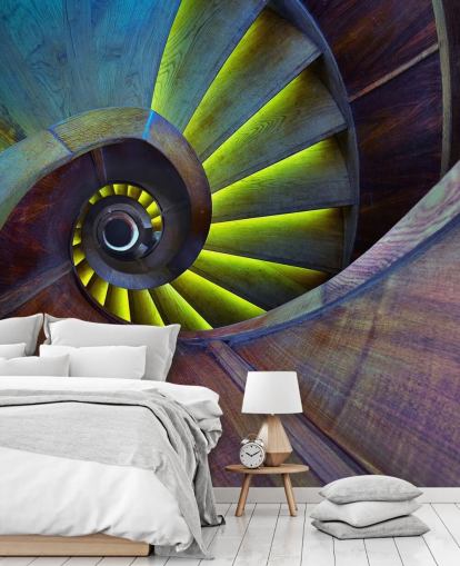 Wervelende trappen abstract behang Wervelende trappen abstract behang
