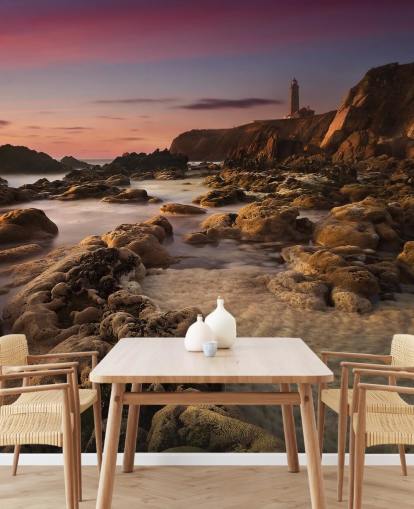 sunset rocky beach wallpaper
