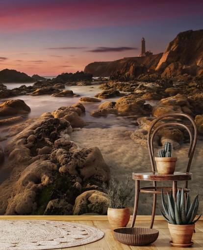 fondo de pantalla sunset rocky beach