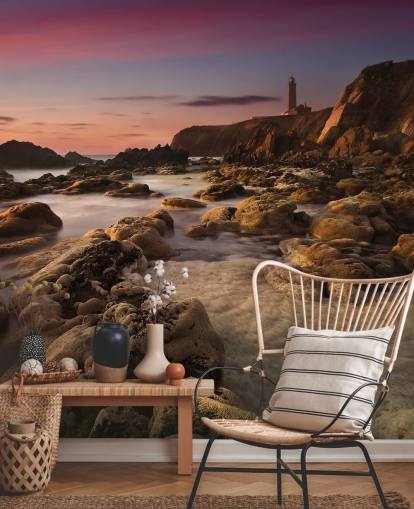 sunset rocky beach wallpaper