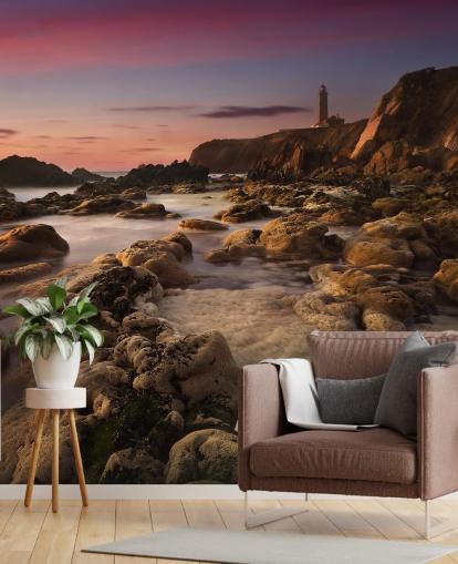 sunset rocky beach wallpaper