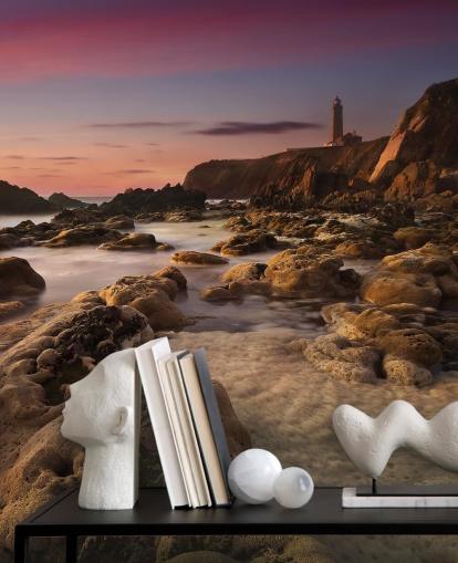 sunset rocky beach wallpaper