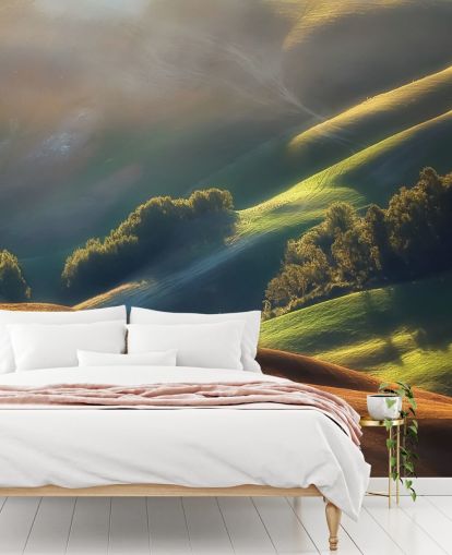 Decorazione murale con campagna serale in Toscana