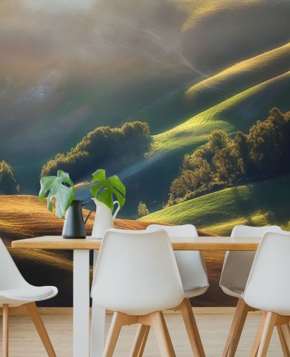 Decorazione murale con campagna serale in Toscana