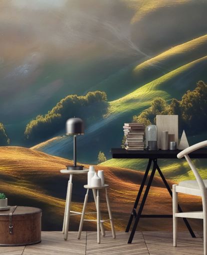 Decorazione murale con campagna serale in Toscana