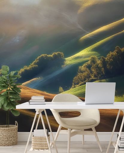 Decorazione murale con campagna serale in Toscana