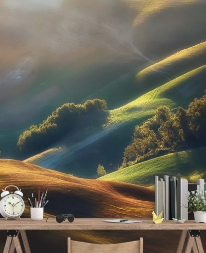 Decorazione murale con campagna serale in Toscana