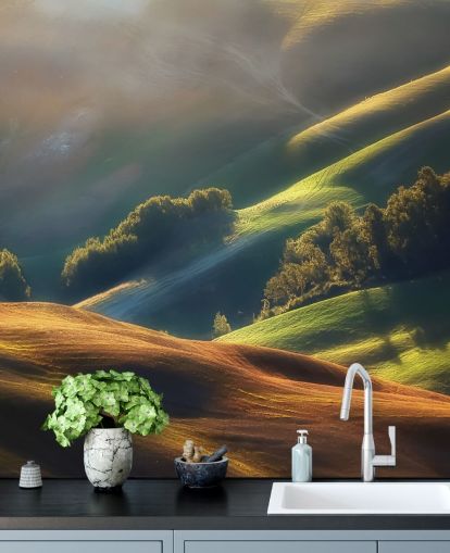 Aften landskab i Toscana Vægmaleri