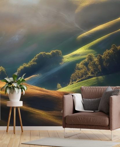 Decorazione murale con campagna serale in Toscana