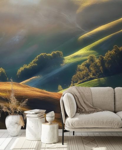 Avond platteland in Toscane muurschildering