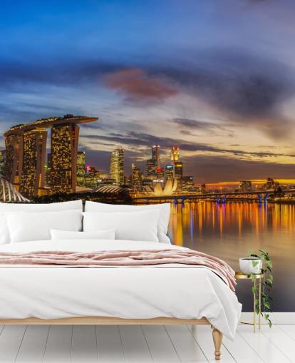 city by bay at dusk wallpaper