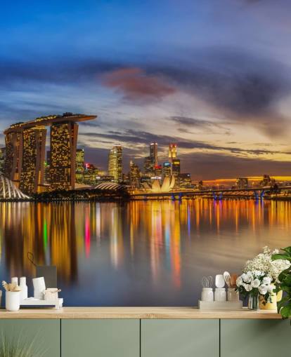 city by bay at dusk wallpaper