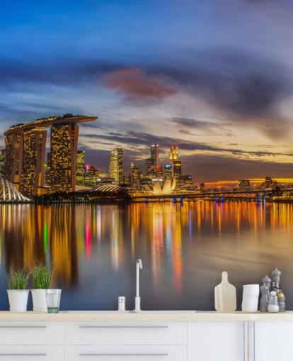 city by bay at dusk wallpaper