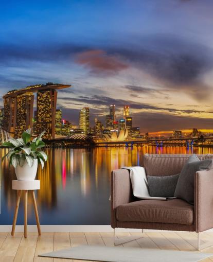 city by bay at dusk wallpaper