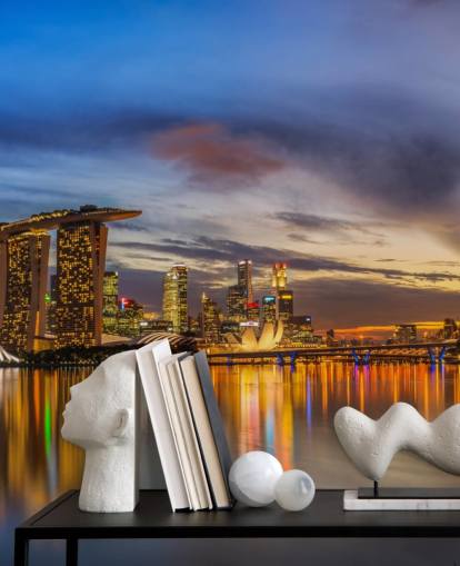 city by bay at dusk wallpaper