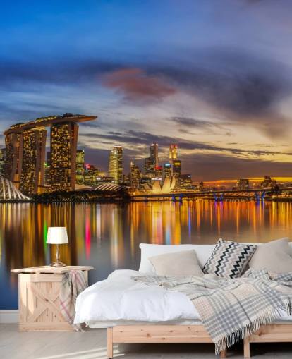 carta da parati città per baia al crepuscolo carta da parati città per baia al crepuscolo