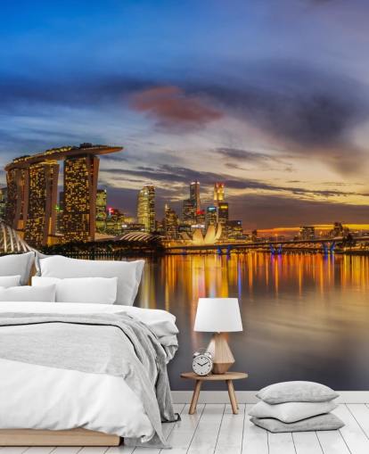 city by bay at dusk wallpaper