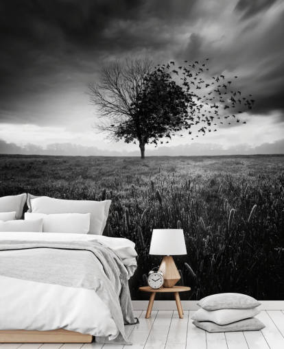 Schwarzweiss-Baum im Feld Wallpaper Schwarzweiss-Baum im Feld Wallpaper