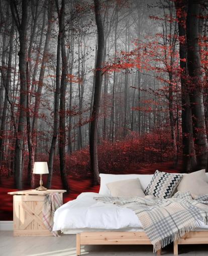 Red Carpet Forest Wall Mural Wallpaper