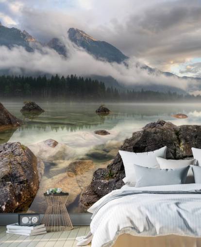 Papier peint Rocky Misty Lake Papier peint Rocky Misty Lake