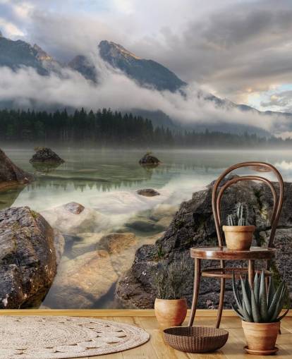 Papier peint Rocky Misty Lake