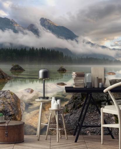 Papel de Parede Rocky Misty Lake