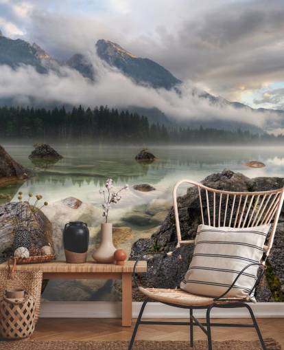 Rocky Misty Lake Bakgrund