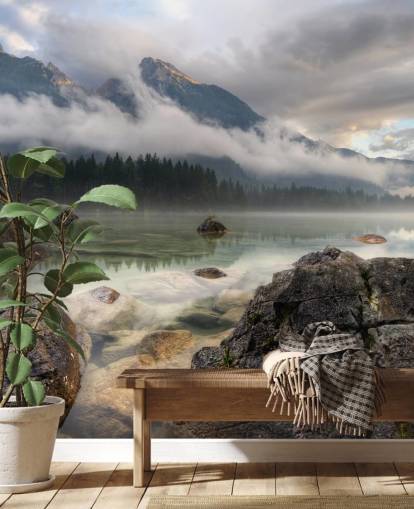 Papier peint Rocky Misty Lake