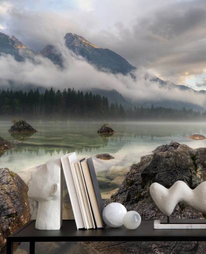 Papel de Parede Rocky Misty Lake Papel de Parede Rocky Misty Lake