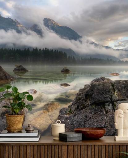 Rocky Misty Lake Taustakuva Rocky Misty Lake Taustakuva