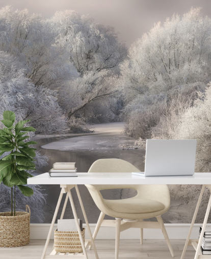 Snowy Forest and Lake Wallpaper Snowy Forest and Lake Wallpaper