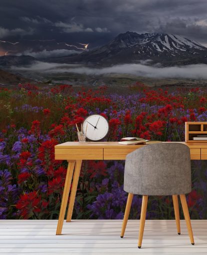 rød og lilla blomst eng med fjell tapet rød og lilla blomst eng med fjell tapet