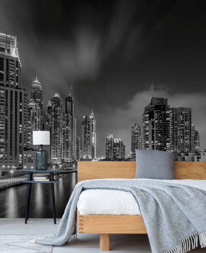 sort og hvid dubai natten tapet