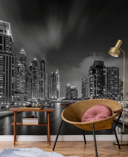 zwart-wit dubai's nachts behang zwart-wit dubai's nachts behang