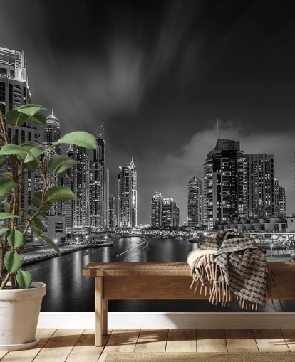 svart och vitt dubai på natten tapeter svart och vitt dubai på natten tapeter