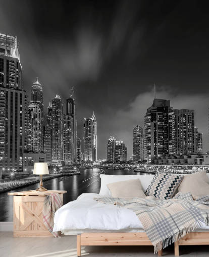 zwart-wit dubai's nachts behang zwart-wit dubai's nachts behang