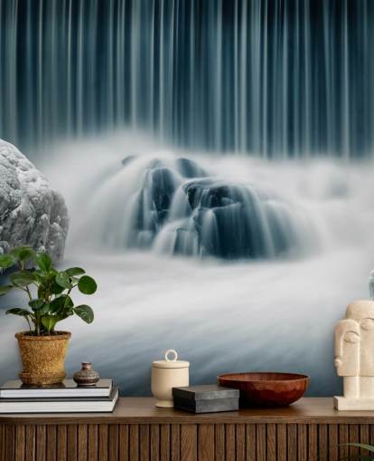 Decorazione murale con cascata congelata