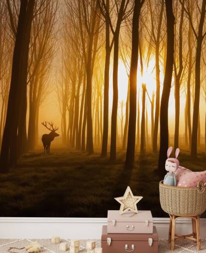 papier peint mural de forêt sombre personnalisable appelé Forest Stag par 1x pour les chambres ou les cuisines