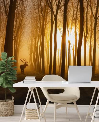 mörk anpassningsbar skogstapetväggmålning kallad Forest Stag av 1x för sovrum eller kök mörk anpassningsbar skogstapetväggmålning kallad Forest Stag av 1x för sovrum eller kök