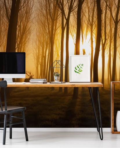 mural de papel de parede florestal escuro personalizável chamado Forest Stag by 1x para quartos ou cozinhas mural de papel de parede florestal escuro personalizável chamado Forest Stag by 1x para quartos ou cozinhas