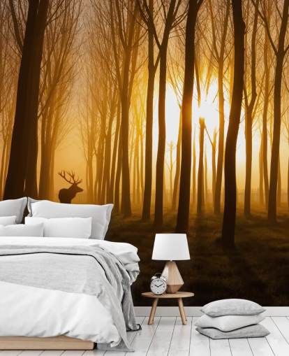 papier peint mural de forêt sombre personnalisable appelé Forest Stag par 1x pour les chambres ou les cuisines