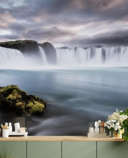 Grande mural de parede de cachoeira