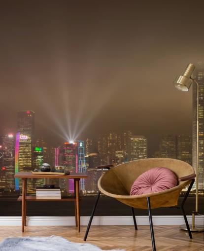 hong kong lit up at night wallpaper