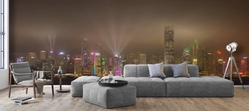 Hong Kong illuminé la nuit fond d'écran