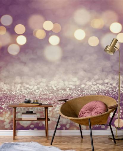 Paarse regen glitter muurschildering Paarse regen glitter muurschildering